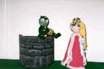 Puppets from Wish Tales: the frog sitting on the well, and the Princess