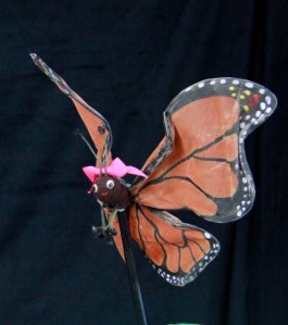 Photo of a butterfly rod puppet from Butterfly Ballad